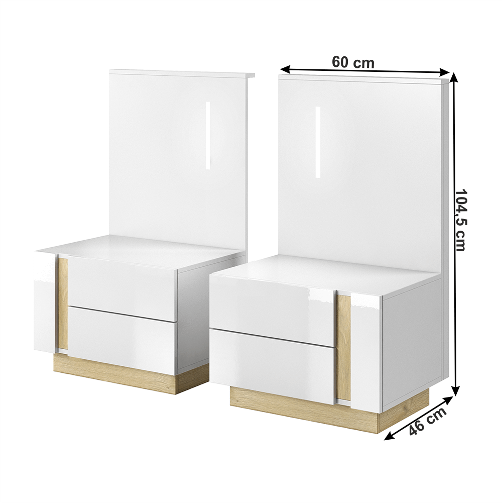 Noptiere, alb/stejar grandson/luciu alb, City