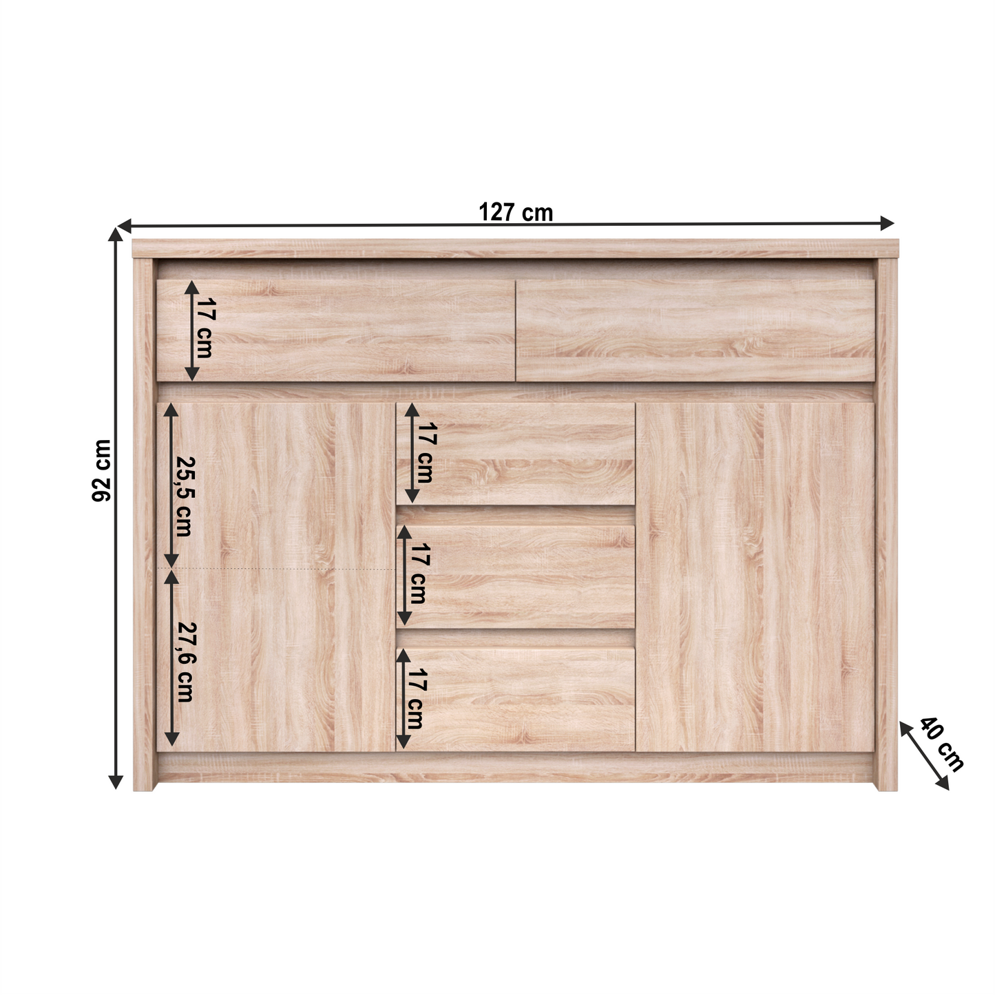 Comodă TYP 10, PAL melaminat, stejar sonoma, NORTY