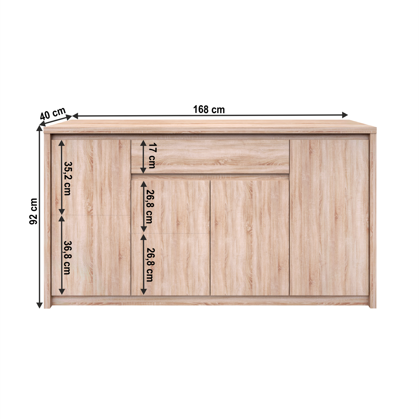 Comodă TYP 11, PAL melaminat, stejar sonoma, NORTY