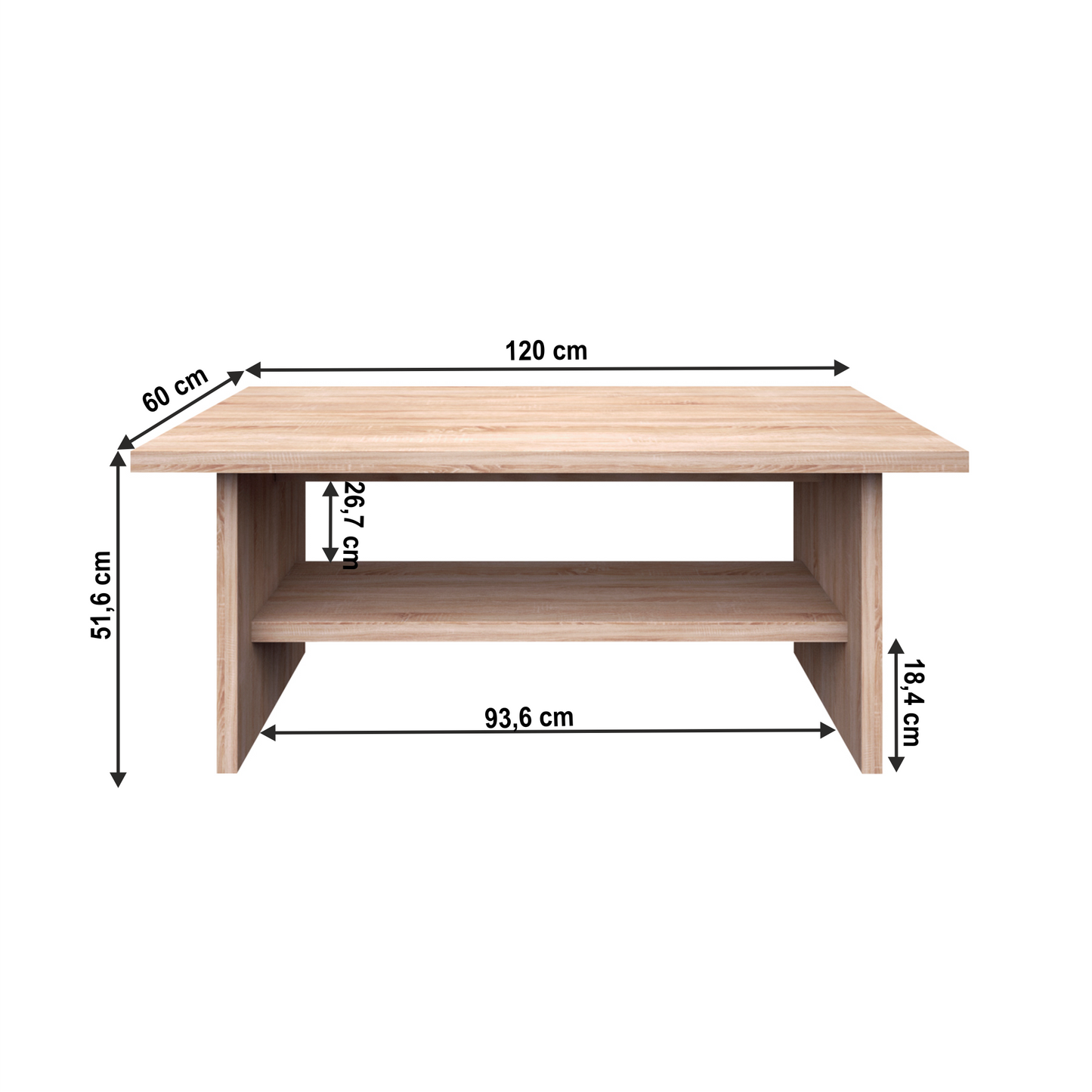 Măsuţă de cafea 120, PAL melaminat, stejar sonoma, NORTY