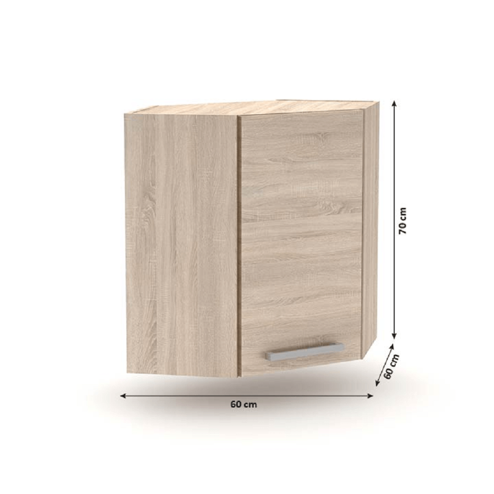 Cabinet superior de colţ, stejar sonoma, NOVA PLUS NOPL-013-OH