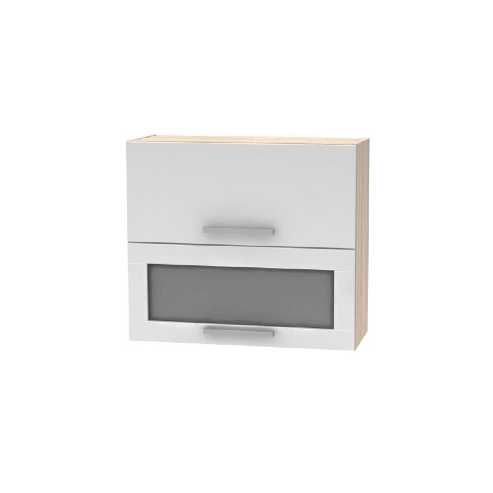 Cabinet superior batant cu sticlă 2DV, stejar sonoma/alb, NOVA PLUS NOPL-016-OH