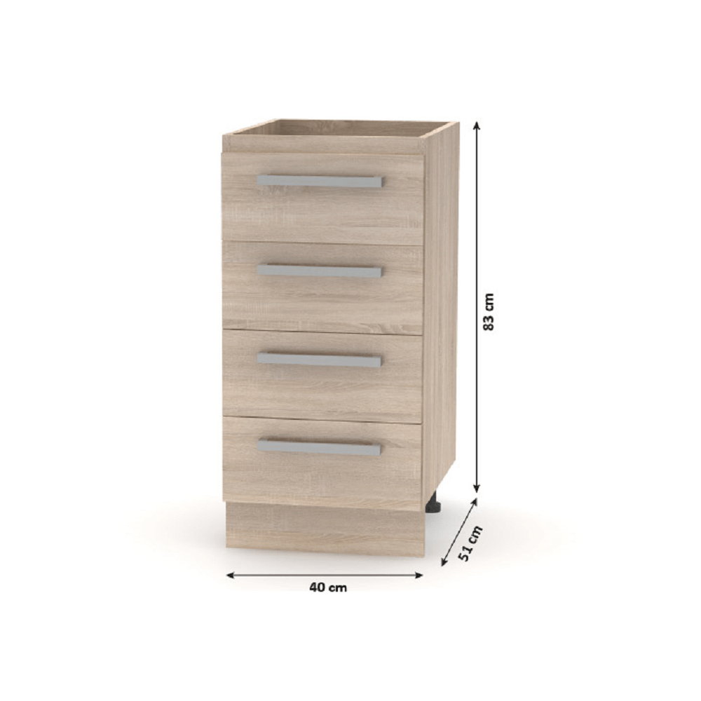 Cabinet inferior cu 4 sertare, stejar sonoma, NOVA PLUS NOPL-055-0S