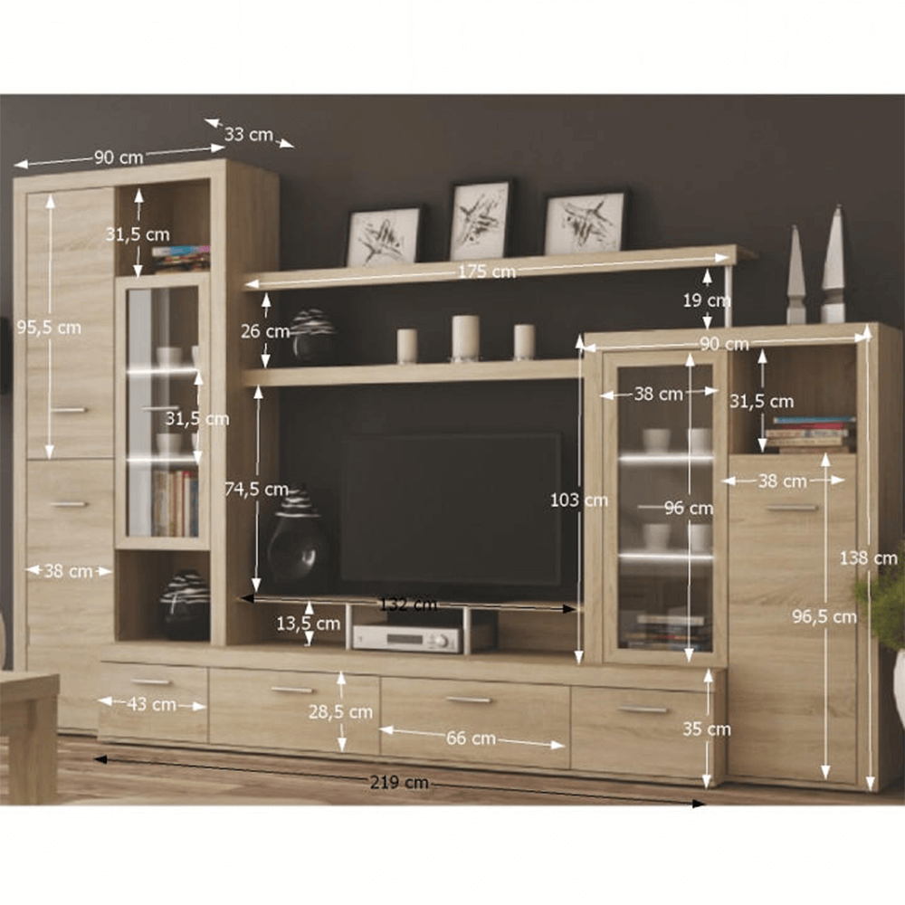 Mobilă de living, stejar sonoma, ATLANTIS NEW