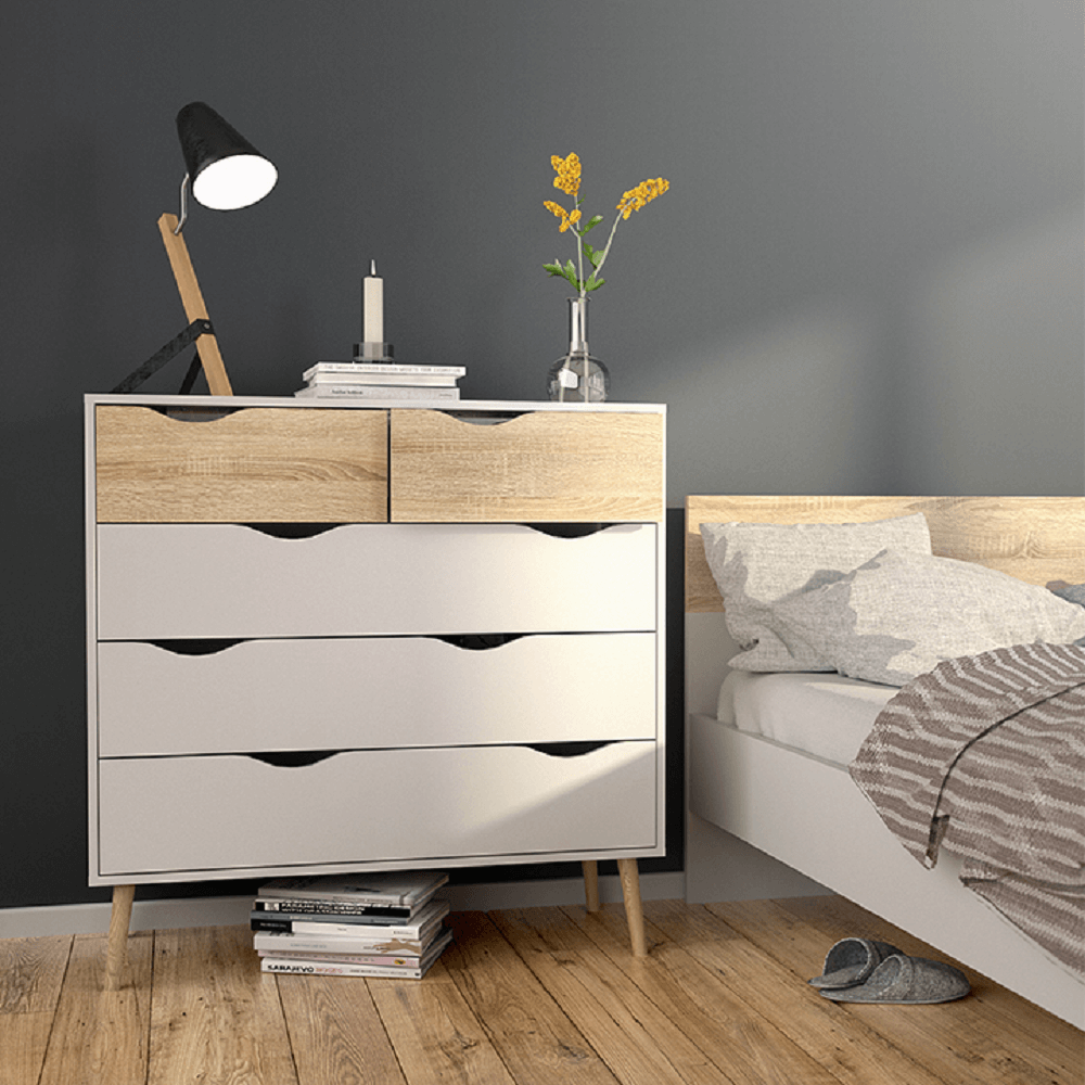 Comodă, stejar sonoma/alb, OSLO 75456