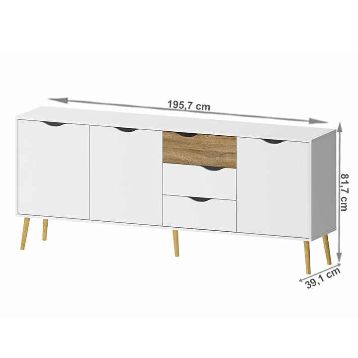 Comodă, stejar sonoma/alb, OSLO 75454