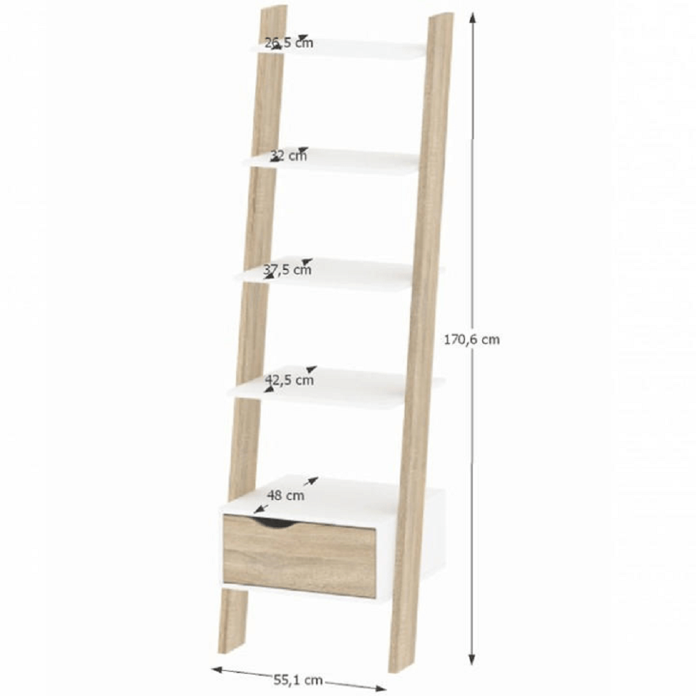 Etajeră cu sertar, stejar sonoma/alb, OSLO 75385