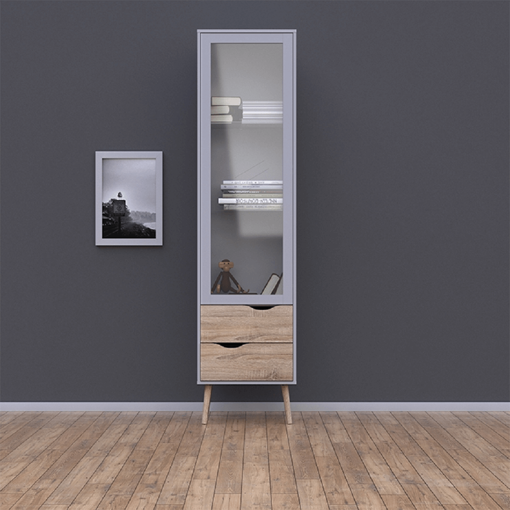 Vitrină, stejar sonoma/alb, OSLO 75461