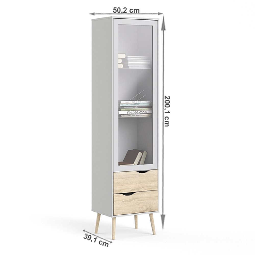 Vitrină, stejar sonoma/alb, OSLO 75461