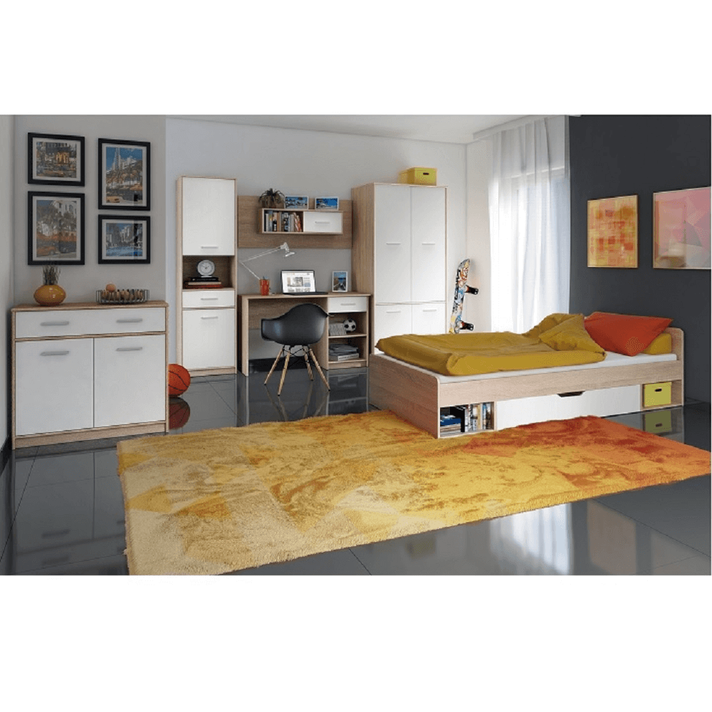 Birou PC 1S, alb/stejar sonoma, TEYO