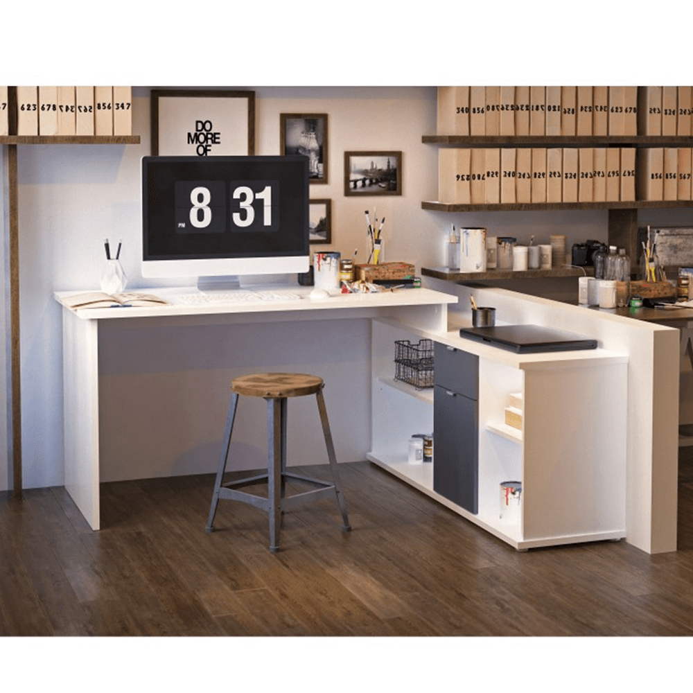 Masă de scris, alb/gri, DALTON 2 NEW VE 02