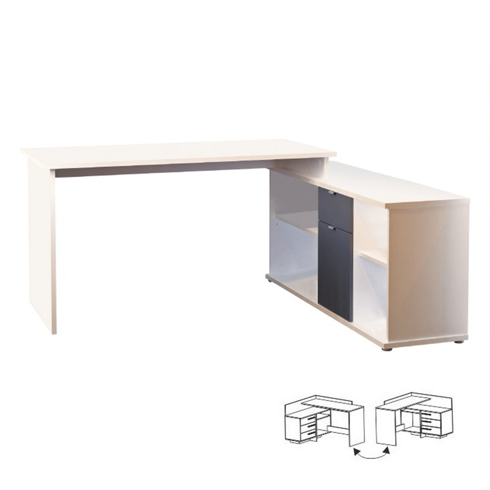 Masă de scris, alb/gri, DALTON 2 NEW VE 02