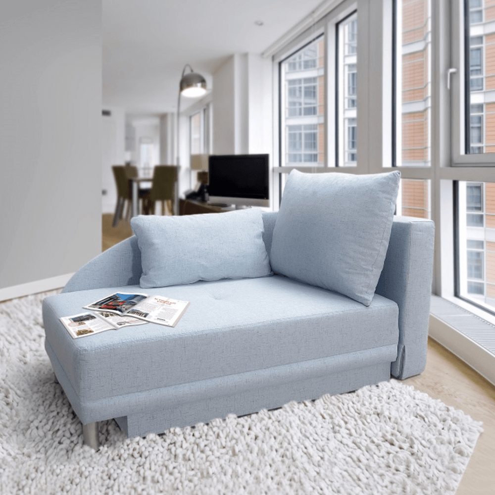 Canapea, albastru deschis, extensibilă, de dreapta, LAUREL