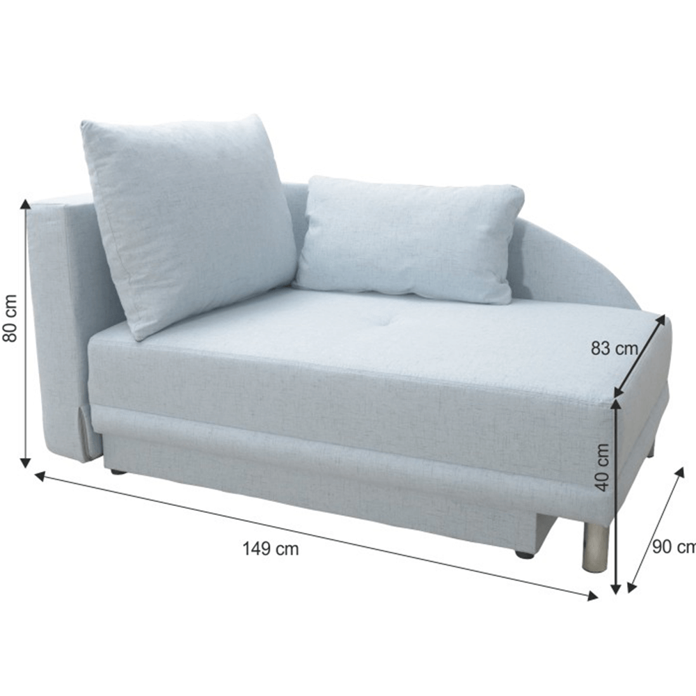 Canapea, albastru deschis, extensibilă, de stănga, LAUREL