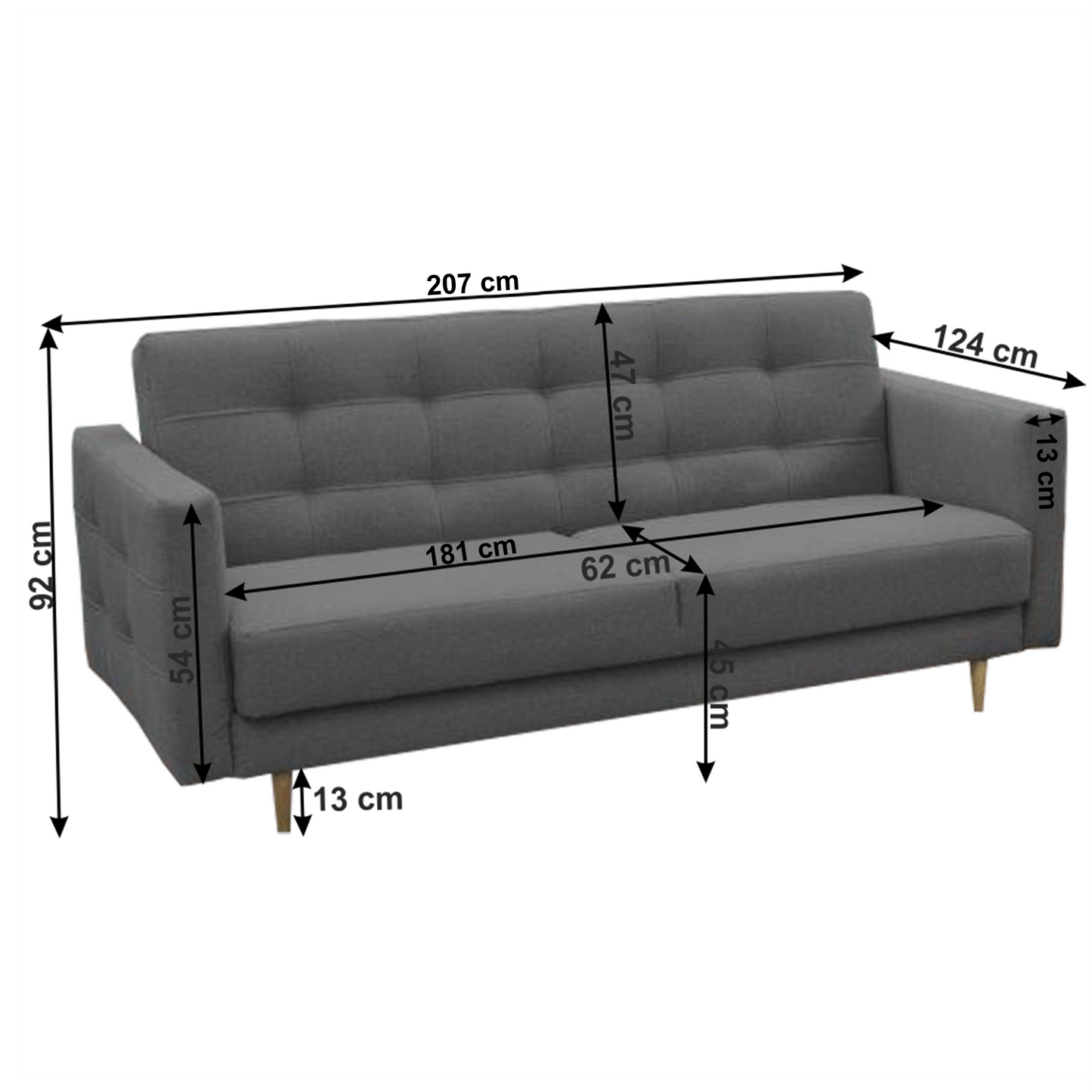 Şezut cu 3 locuri tapiţat, ţesătură gri închis, AMEDIA