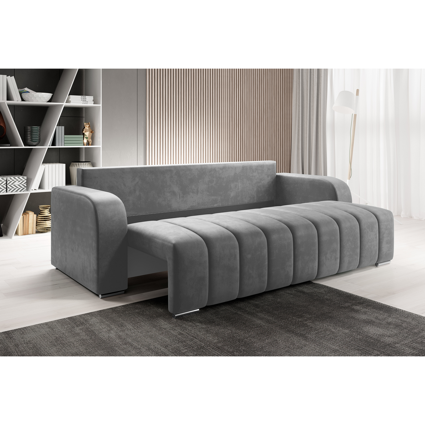 Canapea extensibilă, culoare gri, PORIMA