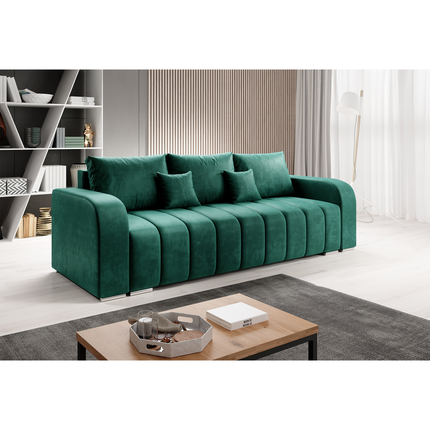 Canapea extensibilă, culoare smarald, PORIMA