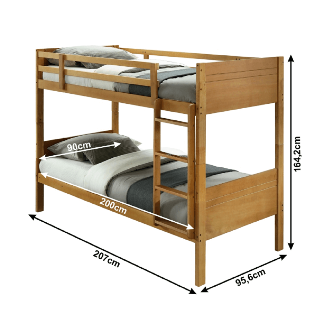 Pat supraetajat, lemn masiv, stejar, MAKIRA