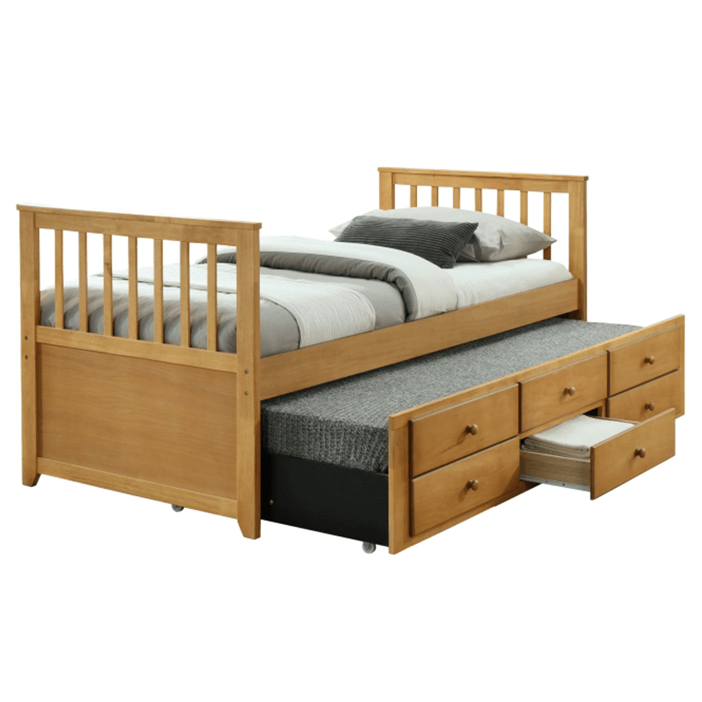 Pat cu un pat suplimentar, 90x200, stejar, AUSTIN NEW