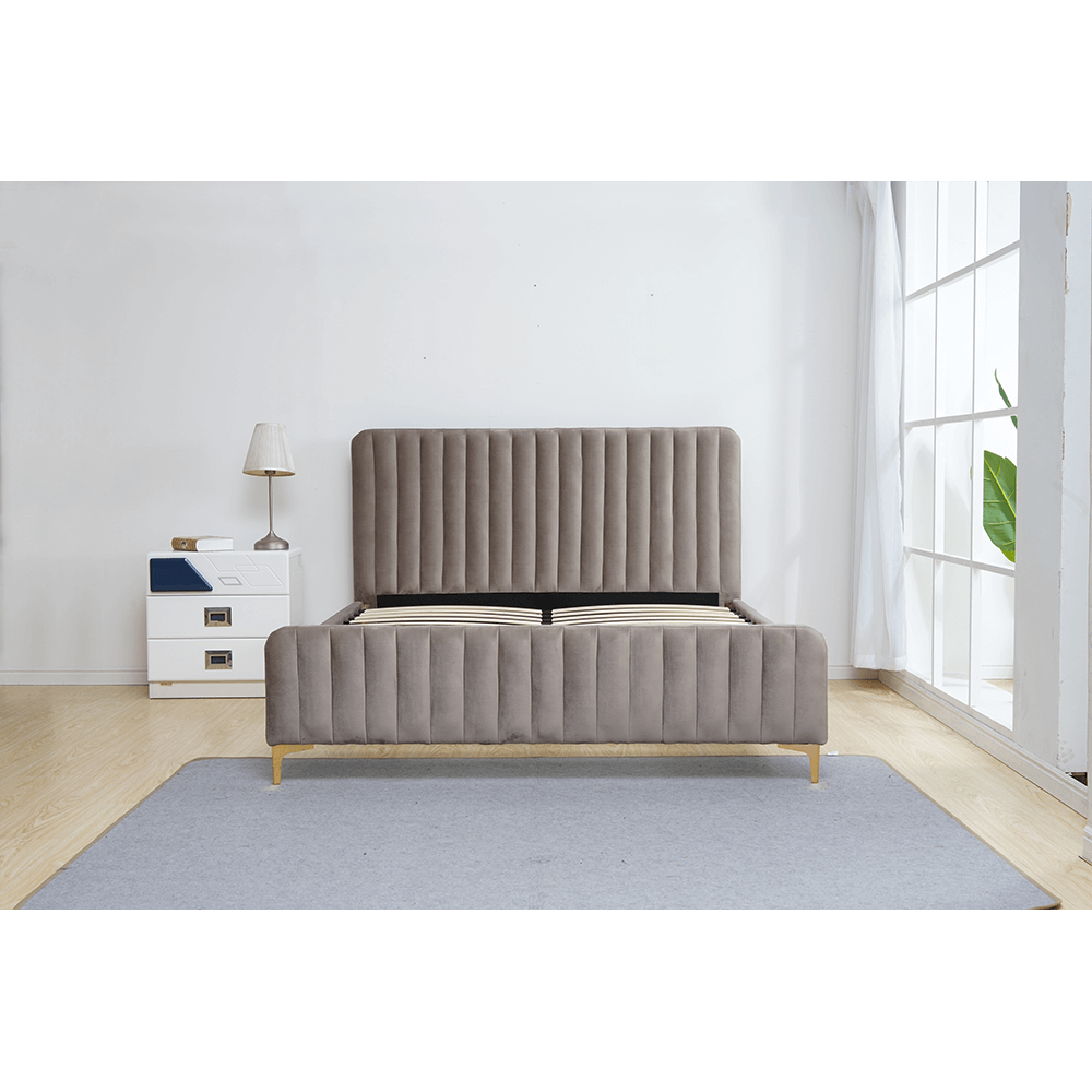 Pat, gri maro Taupe/gold crom auriu mat, 140x200, KAISA