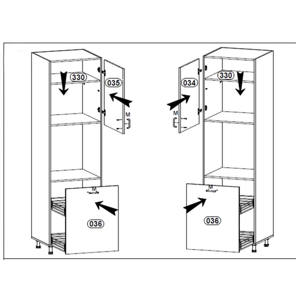 Dulap pentru alimente, alb/gri extra lucios, dreapta, AURORA D60P