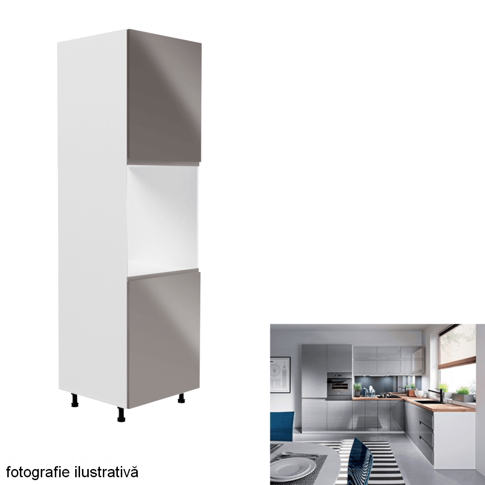 Dulap pentru alimente, alb/gri extra lucios, dreapta, AURORA D60P