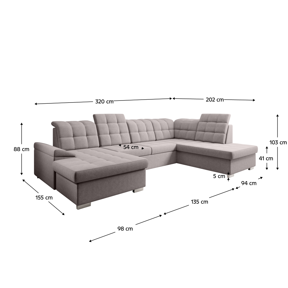 Canapea extensibilă, gri-bej Taupe, dreapta, OREO U