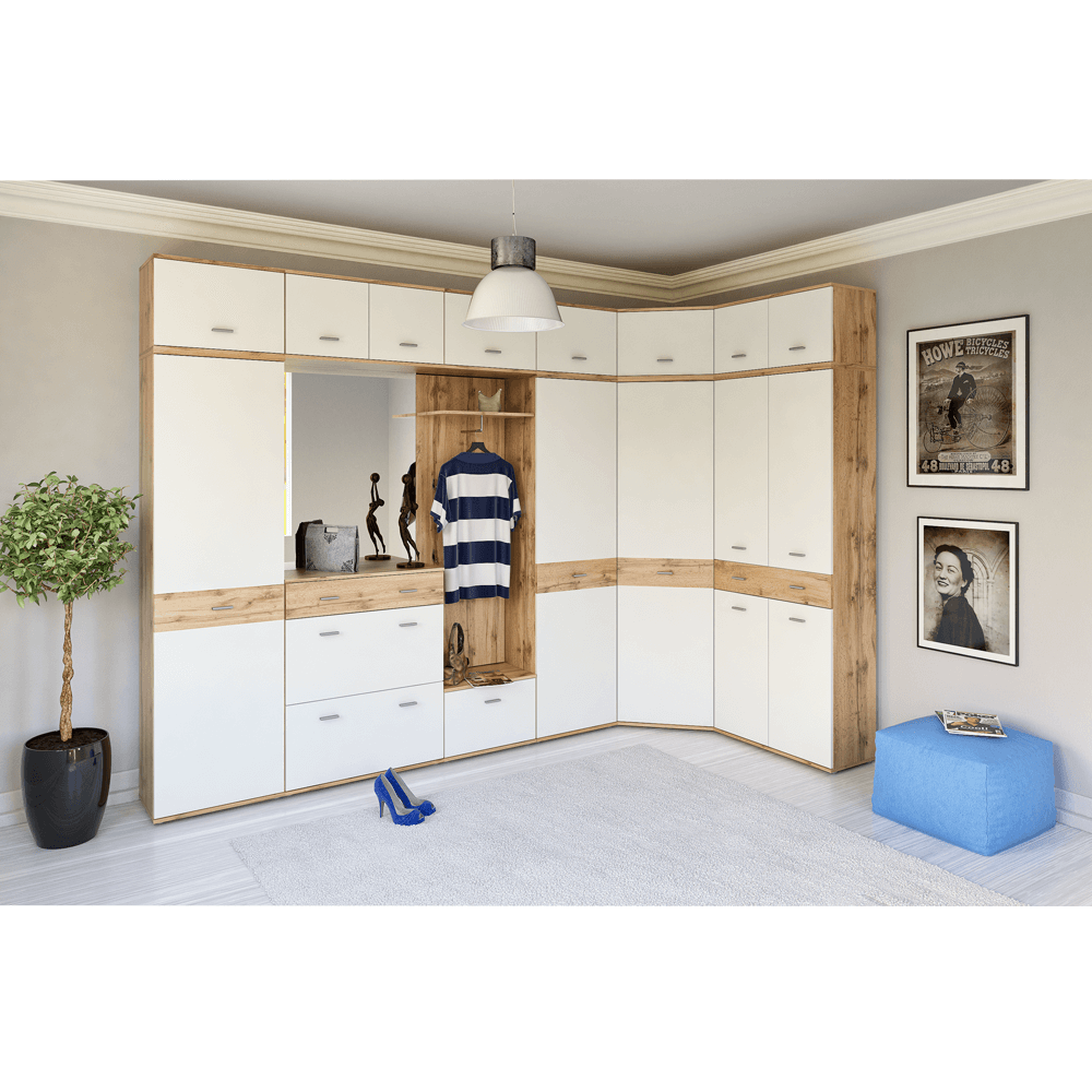 Dulap TIP 6, stejar wotan/alb, CYRIL