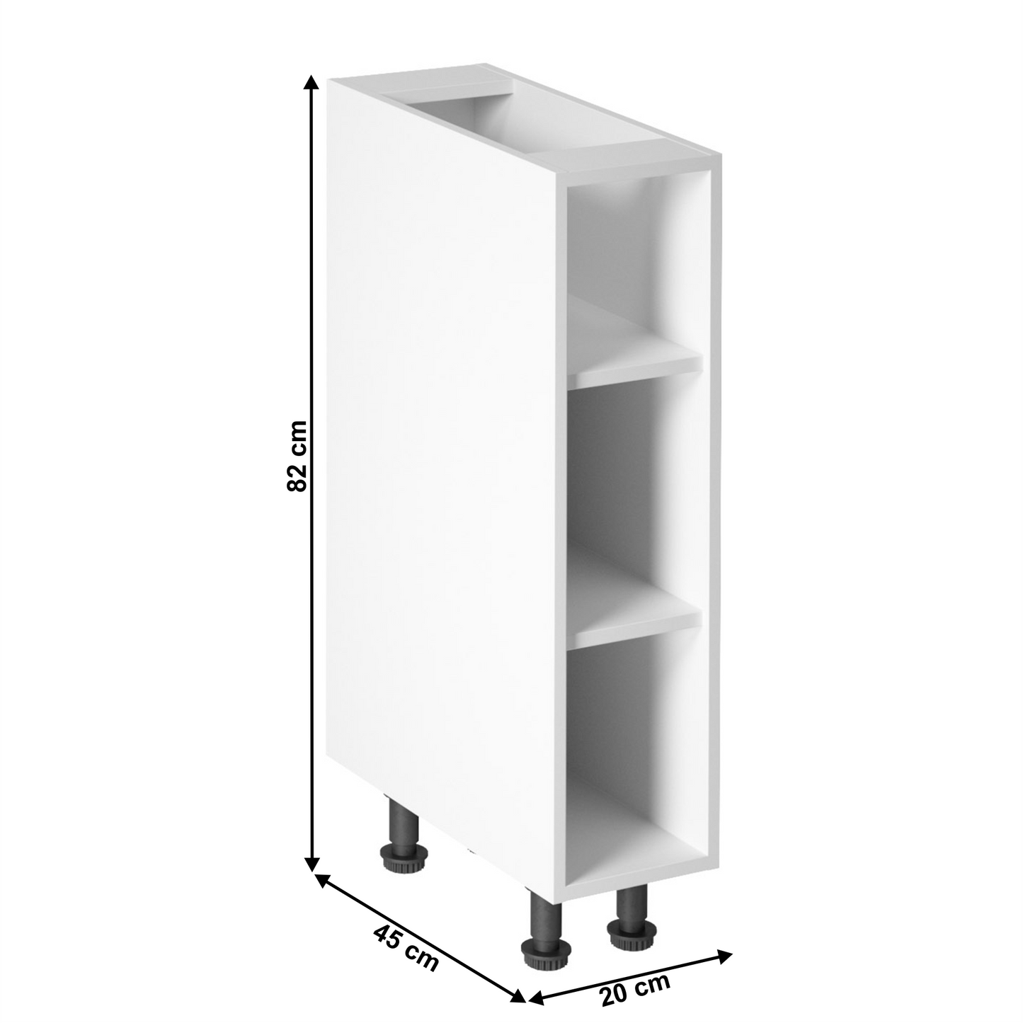 Dulap inferior cu două rafturi, D20P, alb PROVENCE