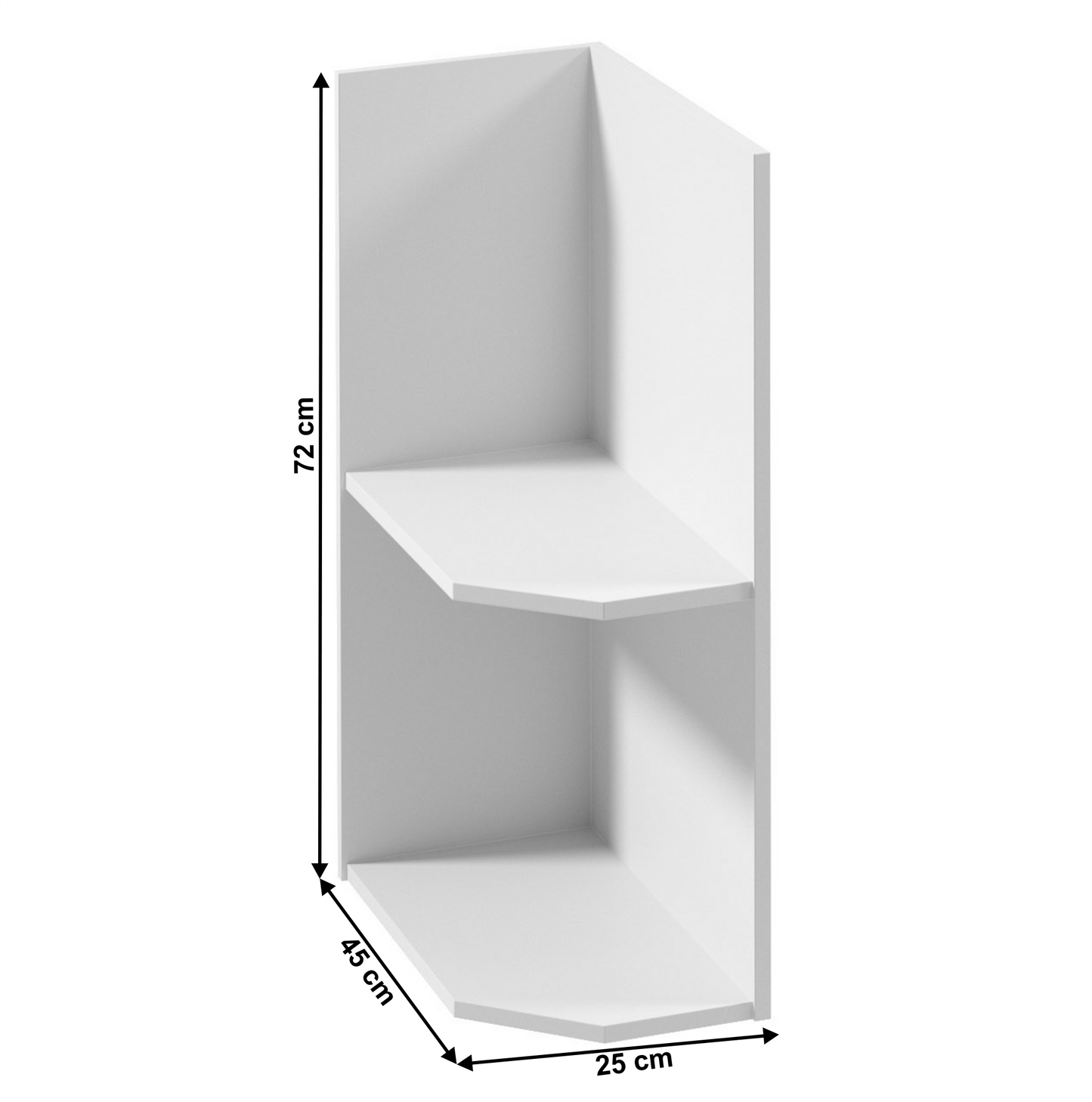 Dulap inferior cu două rafturi D25PZ, model stânga, alb, PROVENCE