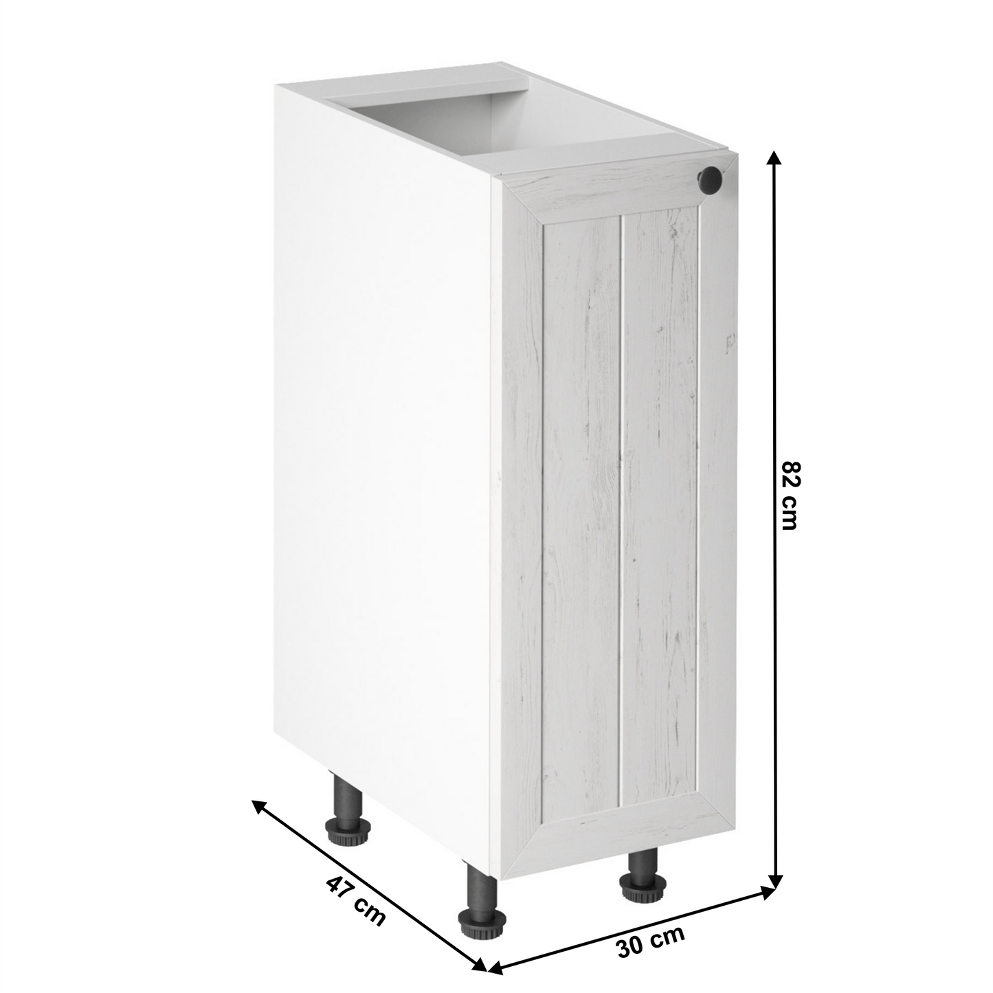 Dulăpior inferior D30, model stânga, alb,/pin Andersen, PROVENCE