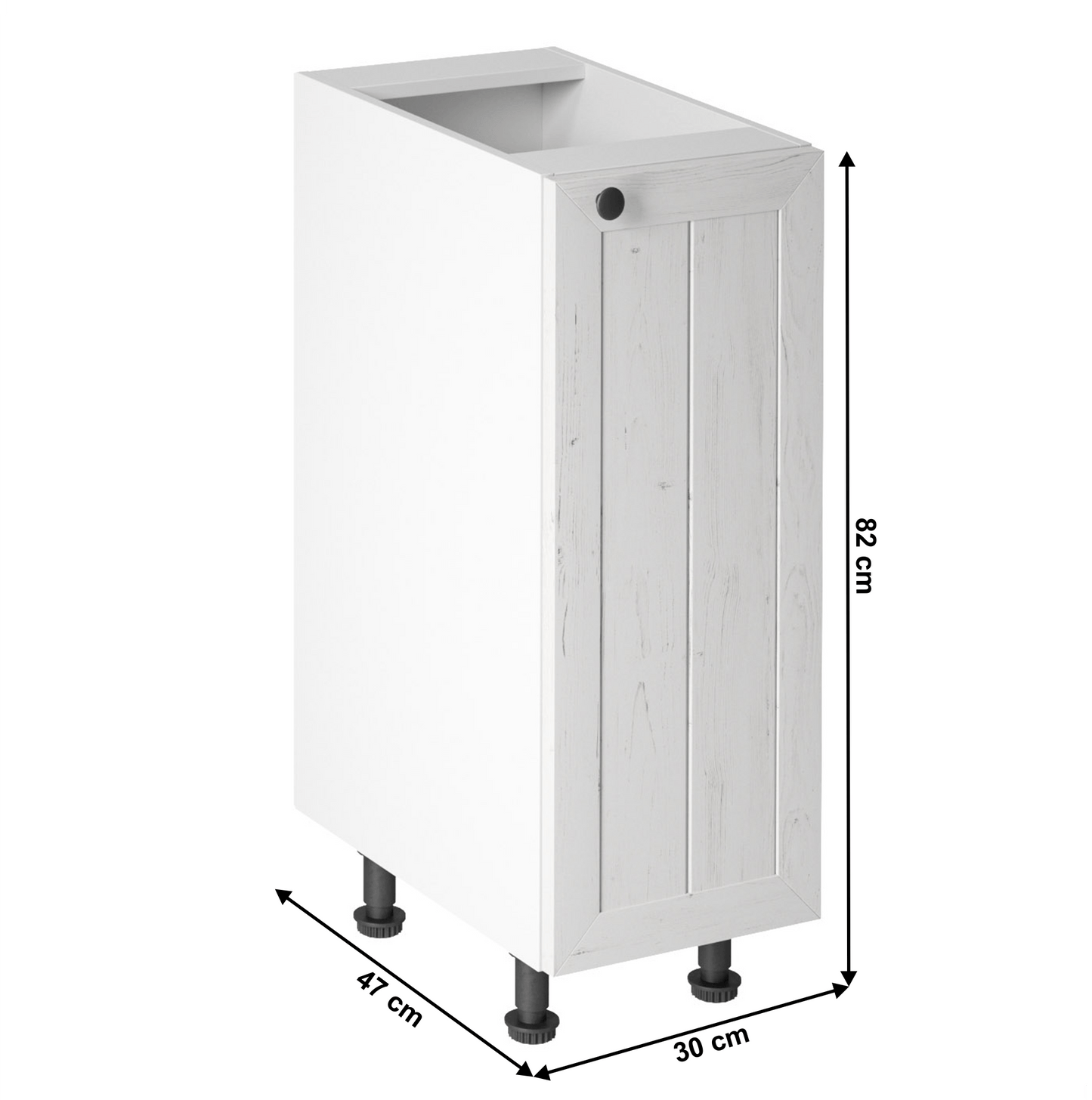 Dulăpior inferior D30, model dreapta, alb/pin Andersen, PROVENCE