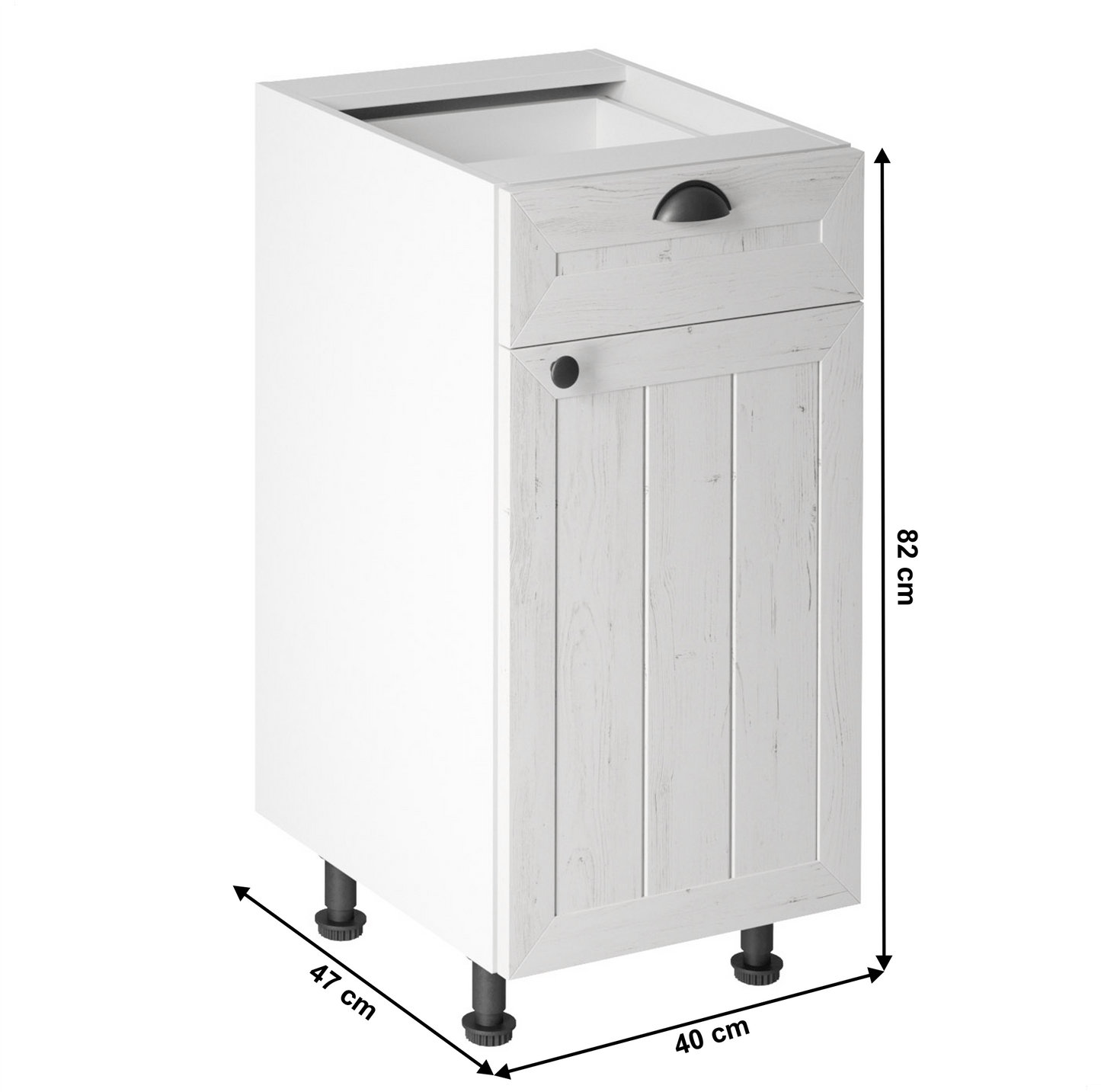 Dulap inferior cu sertar D40S1, alb/pin Andersen,dreapta, PROVENCE