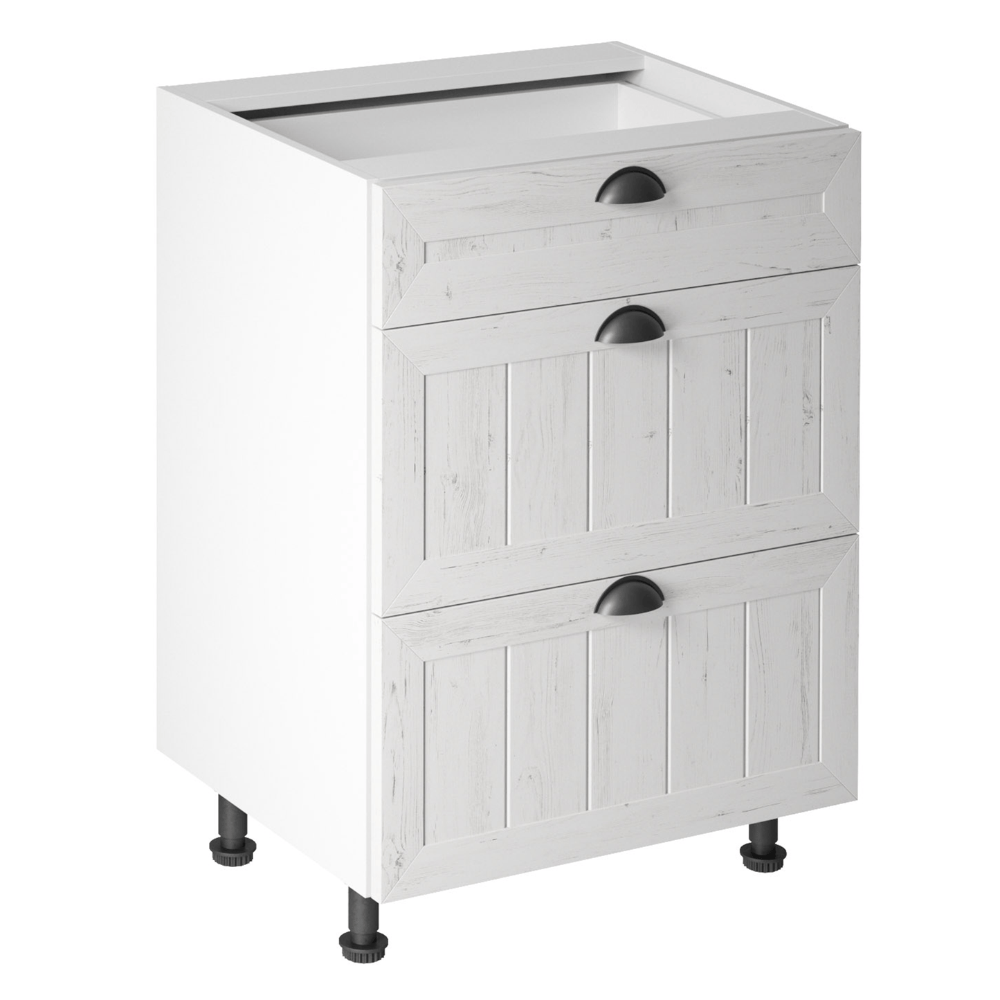 Dulăpior inferior cu trei sertare D60S3, alb/pin Andersen, PROVENCE