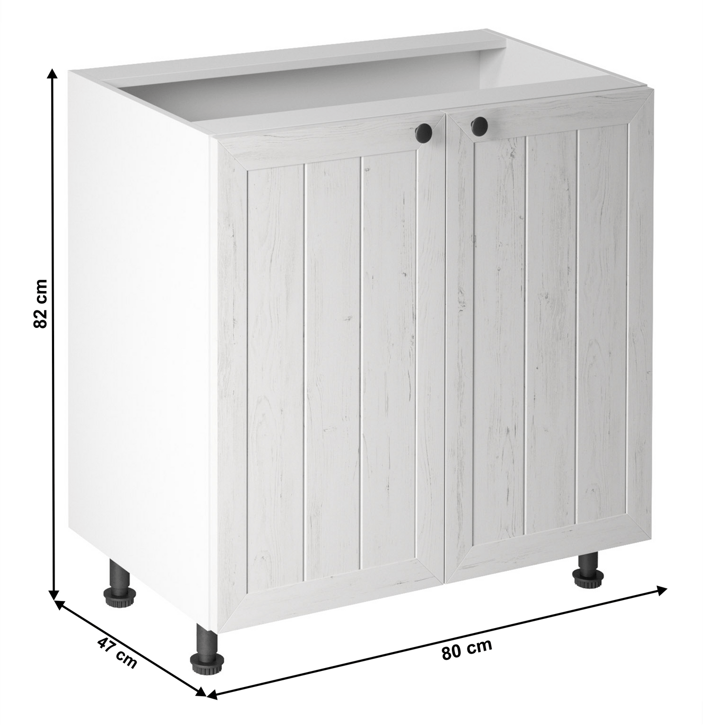 Dulăpior inferior cu uşă D80, alb/pin Andersen, PROVENCE