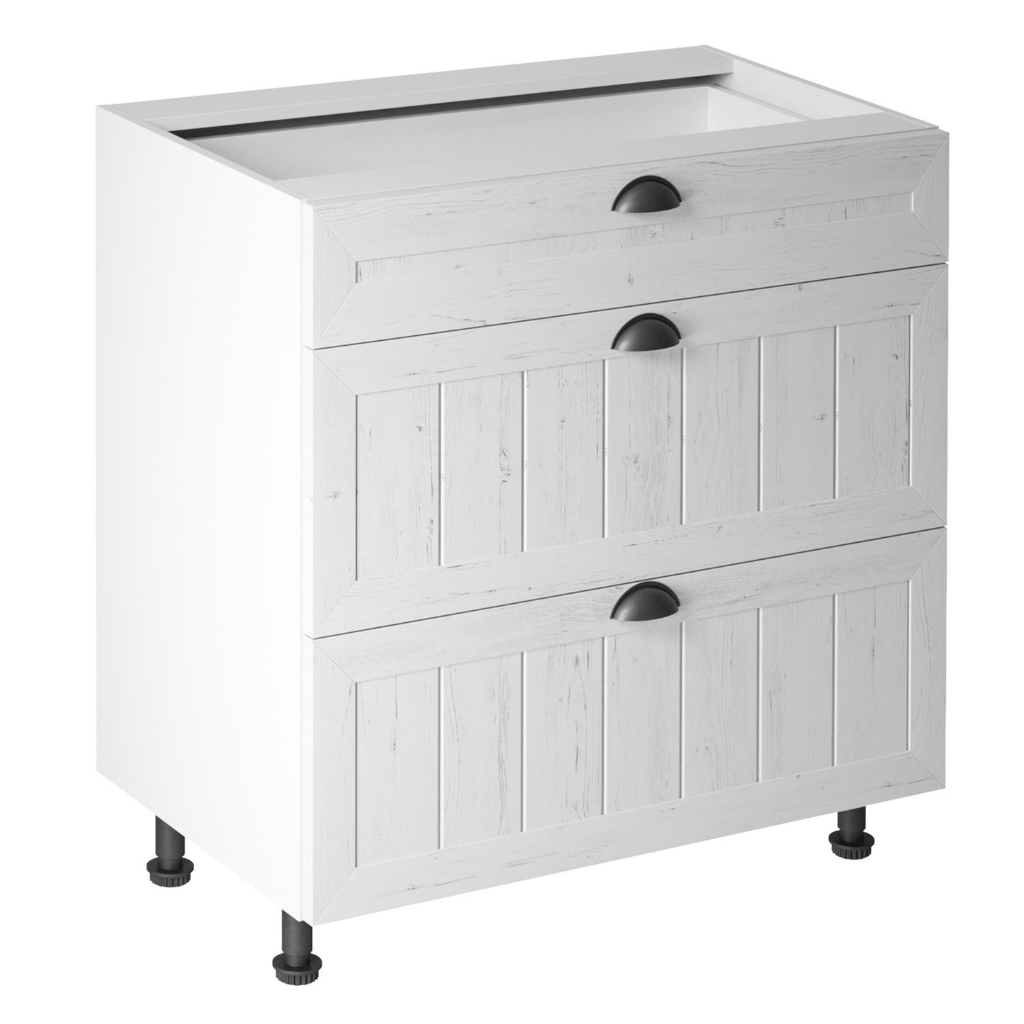 Dulăpior inferior cu trei sertare D80S3, alb/pin Andersen, PROVENCE