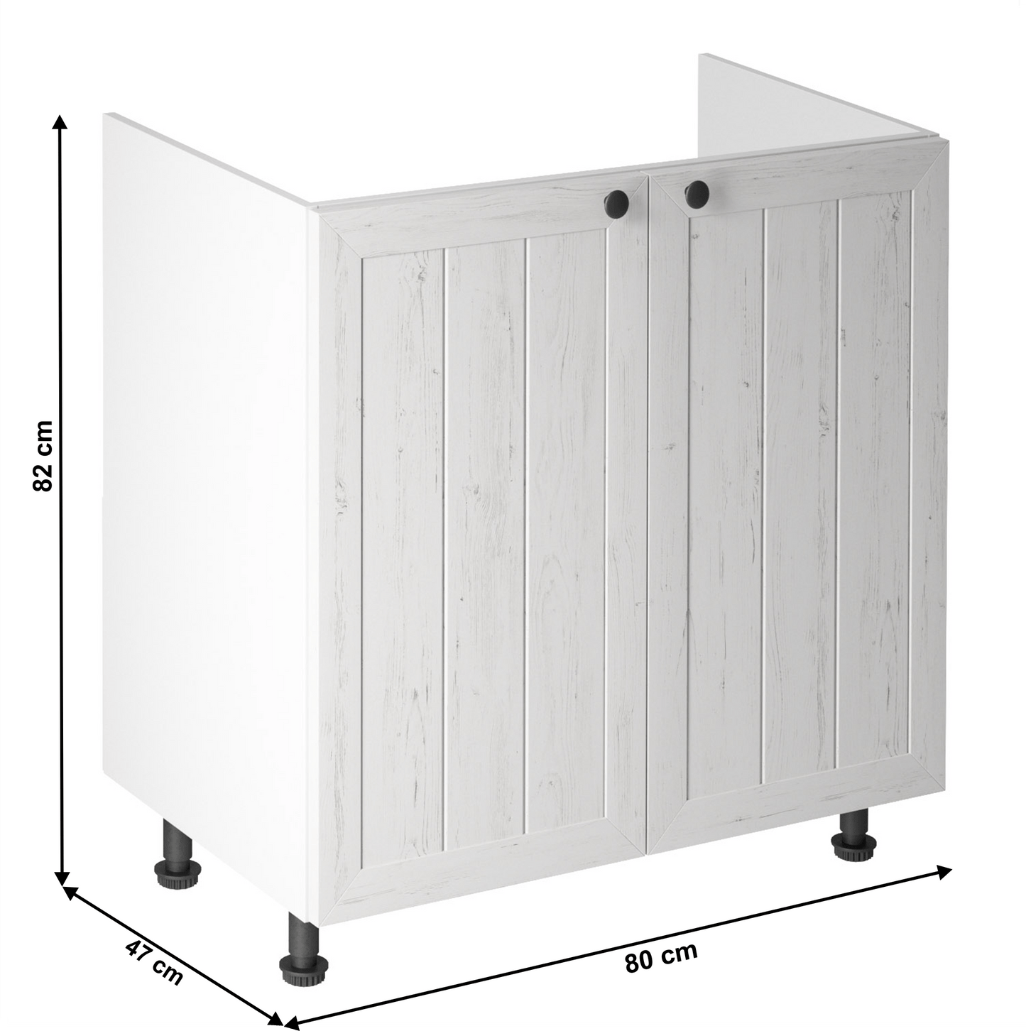 Dulap inferior chiuvetă D80Z, alb/pin Andersen, PROVENCE