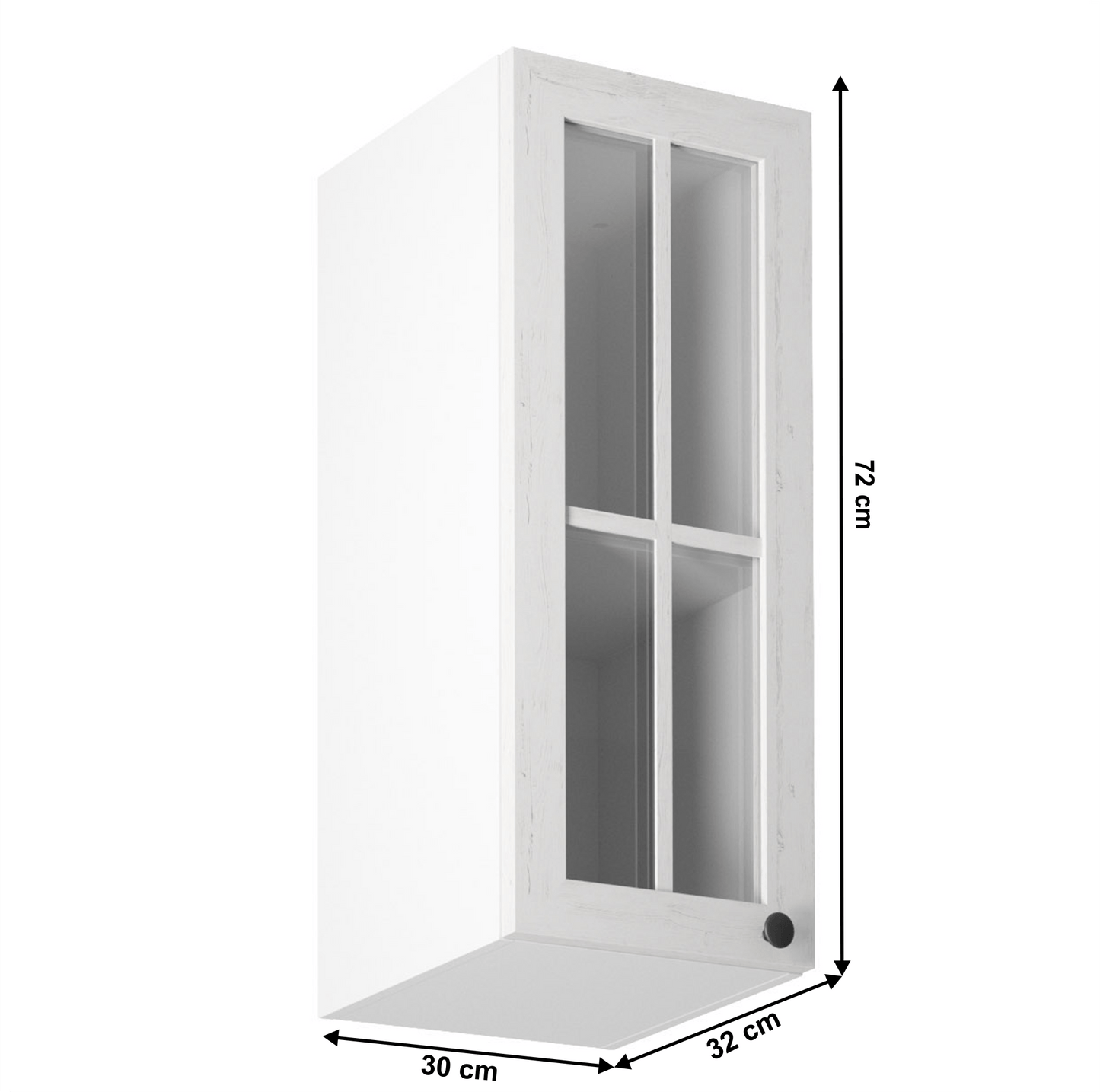 Dulap superior cu sticlă G30S, model stânga, alb/pin Andersen, PROVENCE