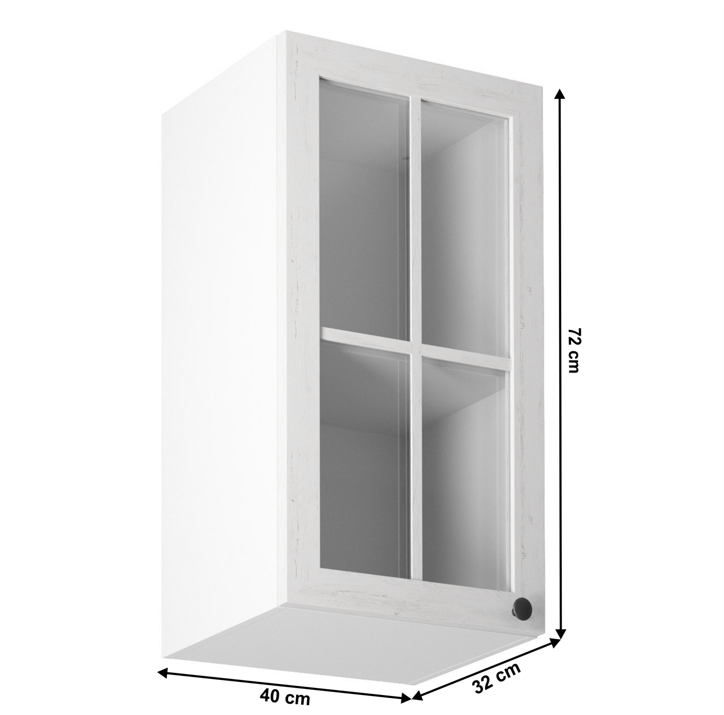 Dulap superior cu sticlă G40S, model stânga, alb/pin Andersen, PROVENCE