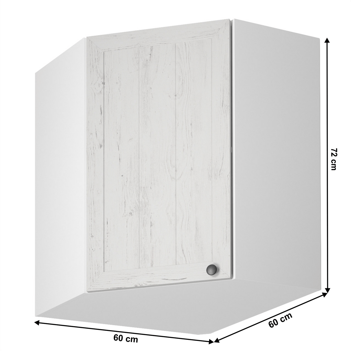 Dulap superior de colţ G60N, alb/pin Andersen, PROVENCE