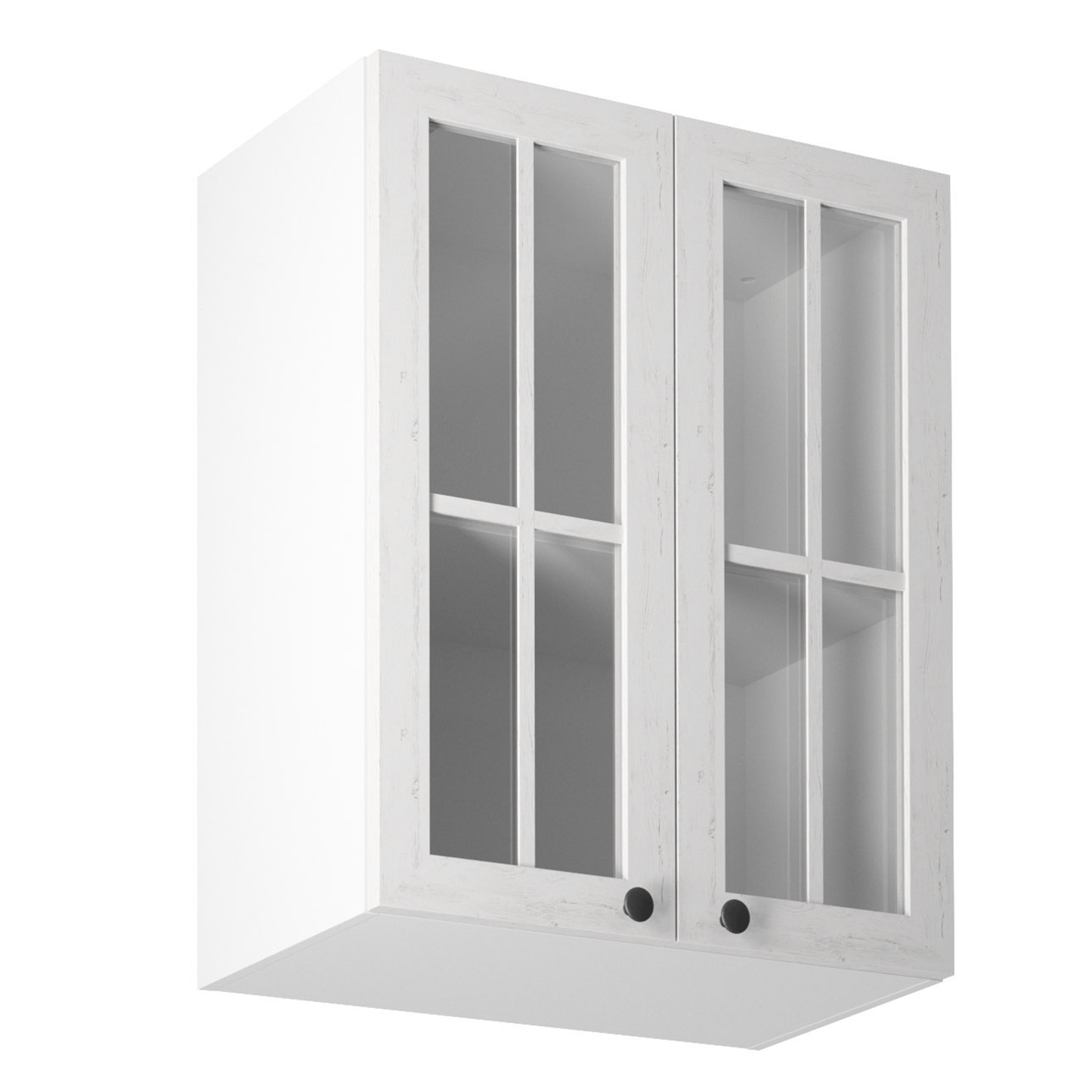 Dulap superior cu două uşi şi cu sticlă G60S, alb/pin Andersen, PROVENCE