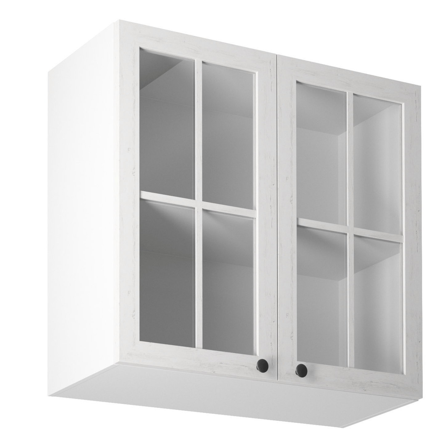 Dulap superior cu două uşi şi cu sticlă G80S, alb/pin Andersen, PROVENCE