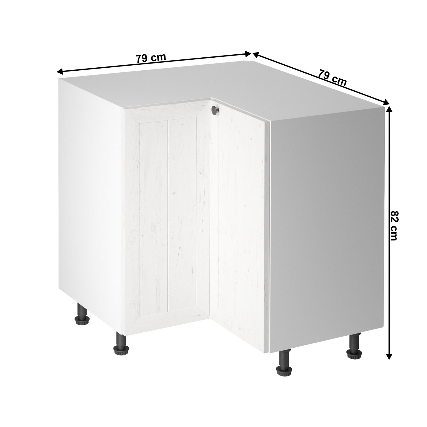 Dulap inferior de colţ D90N, alb/pin Andersen, PROVENCE