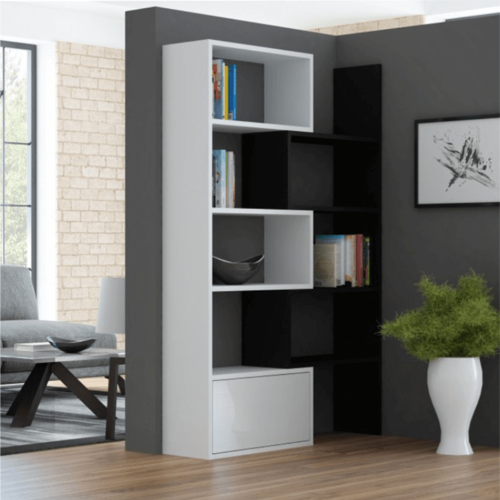 Etajeră, alb/negru, ASTA