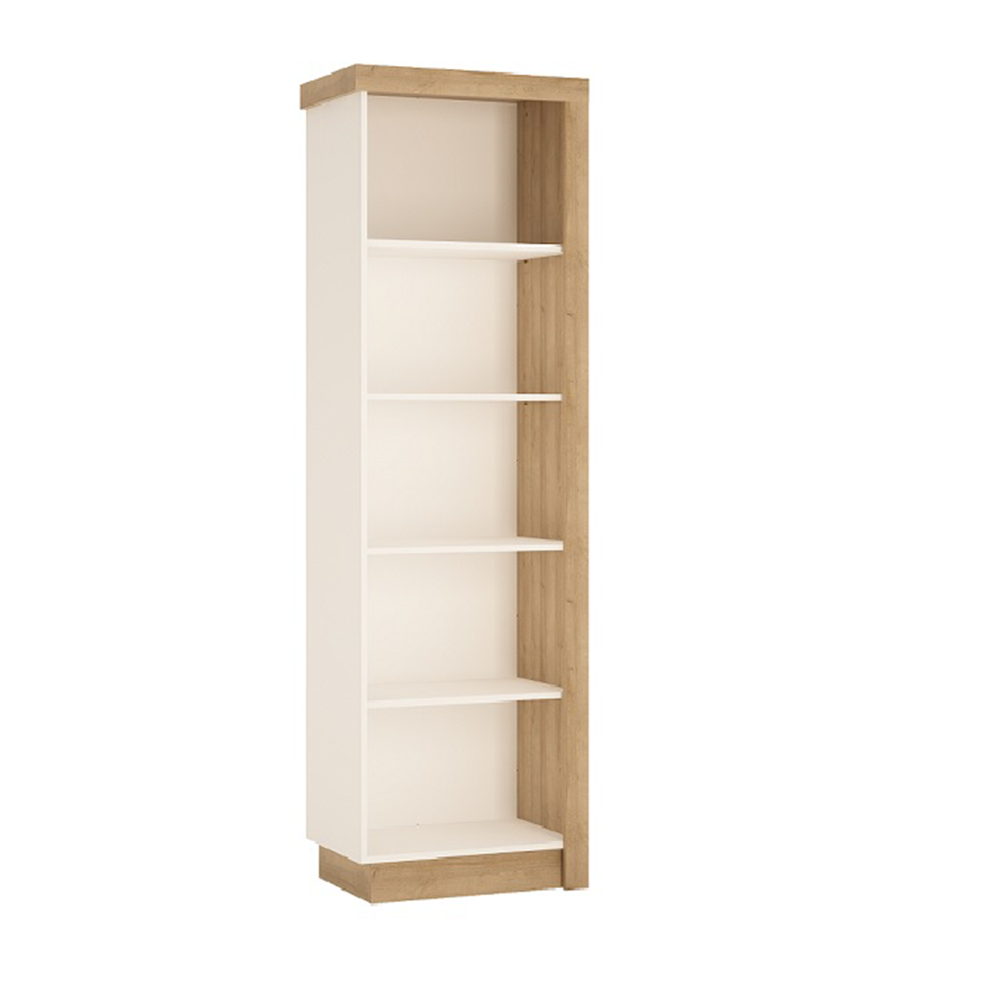 Etajeră LYOR01, stejar riviera/alb extra lucios HG, stânga, LEONARDO