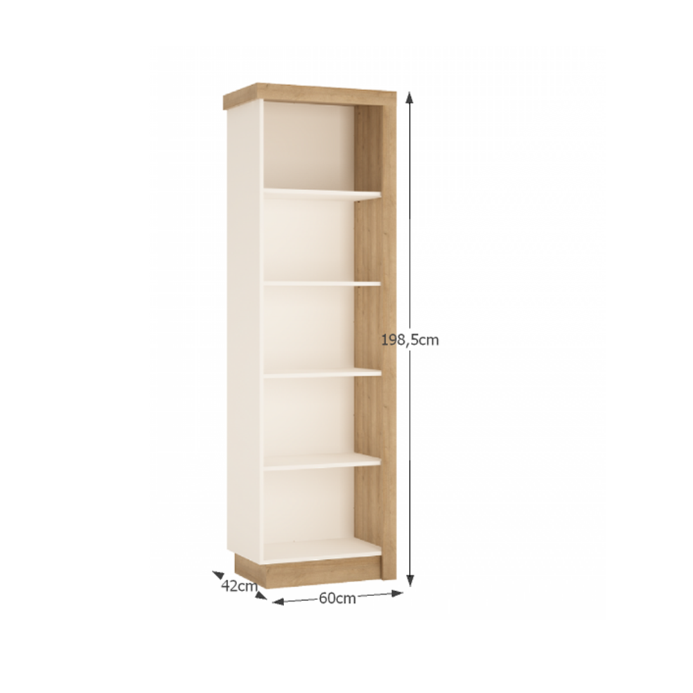 Etajeră LYOR01, stejar riviera/alb extra lucios HG, stânga, LEONARDO