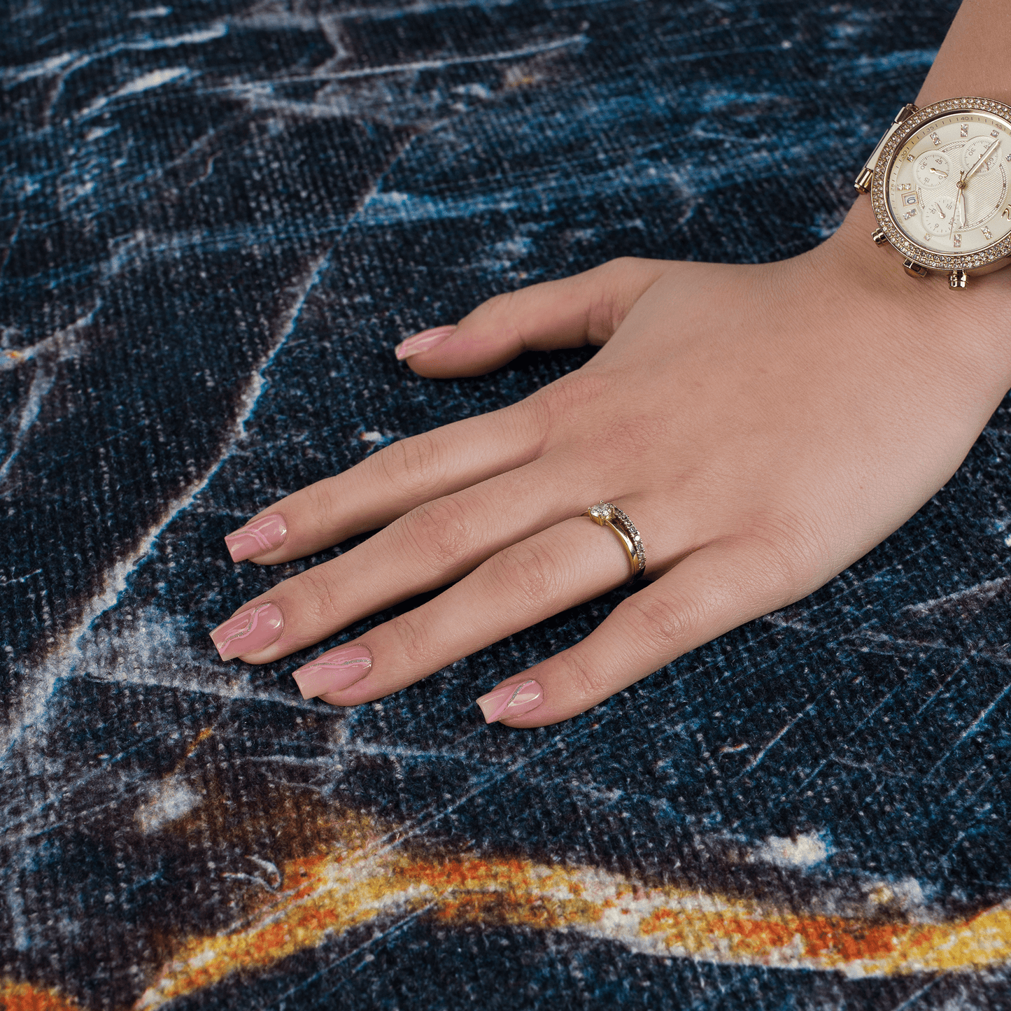 Covor, model albastru închis marmură, 80x200, RENOX TYP 1