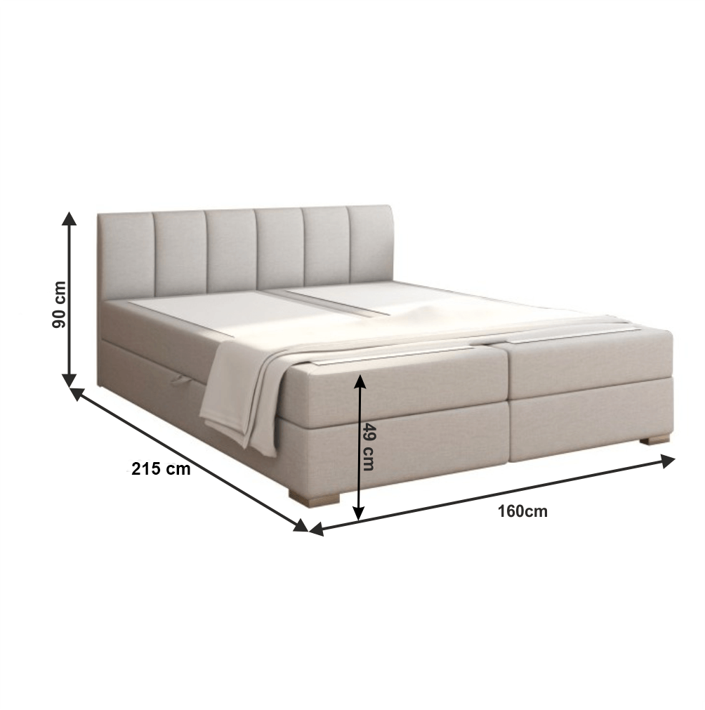 boxspring pat 160x200, gri deschis, RIANA KOMFORT