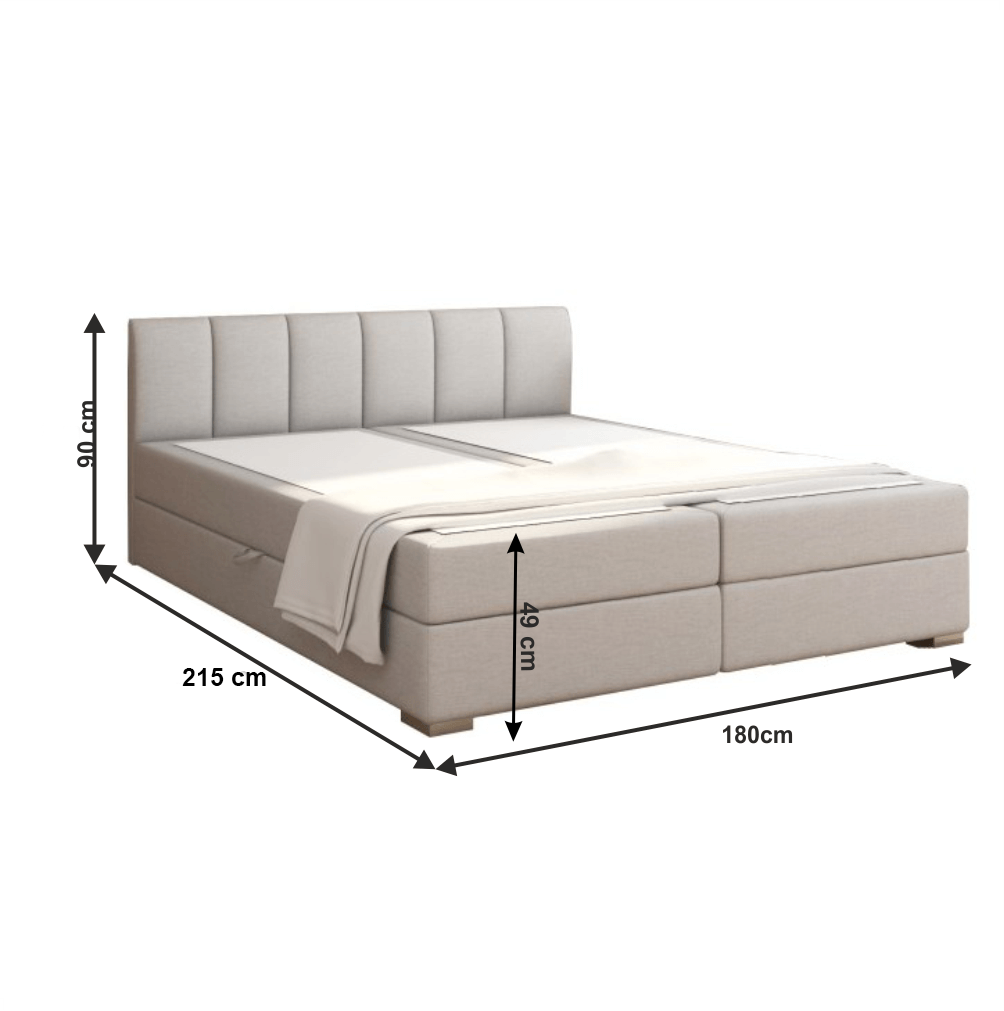 boxspring pat 180x200, gri deschis, RIANA KOMFORT