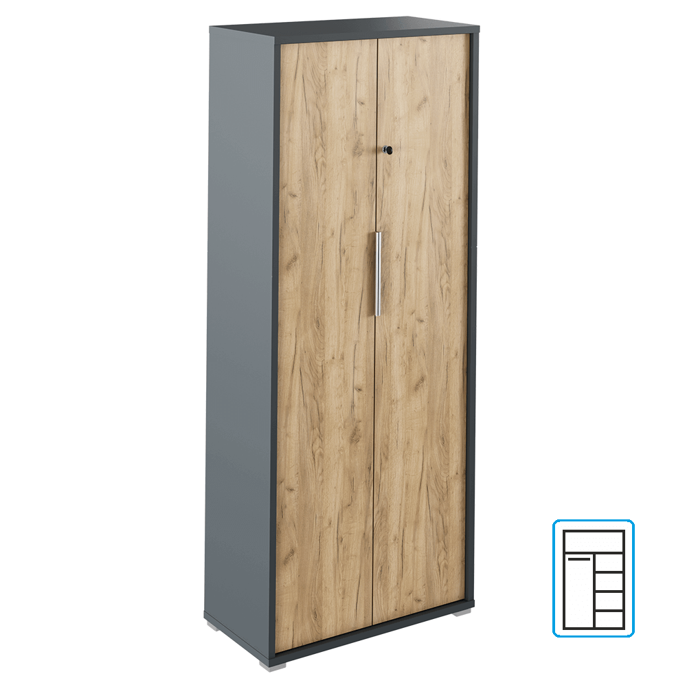 Dulap cu lacăt, grafit / stejar artizanal, RIOMA NEW TYP 31